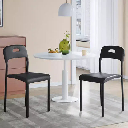 Plastic Stackable Dining Chairs with Metal Legs for Conference Room Office Dining Table, Easy Assembly, Stain-Resistant, Indoor & Outdoor Use