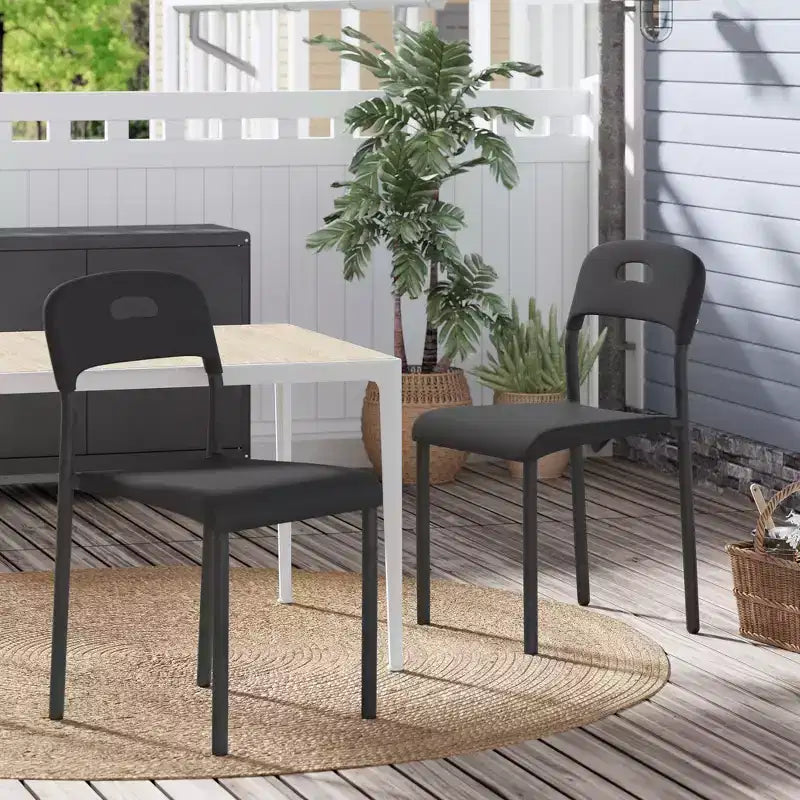 Plastic Stackable Dining Chairs with Metal Legs for Conference Room Office Dining Table, Easy Assembly, Stain-Resistant, Indoor & Outdoor Use