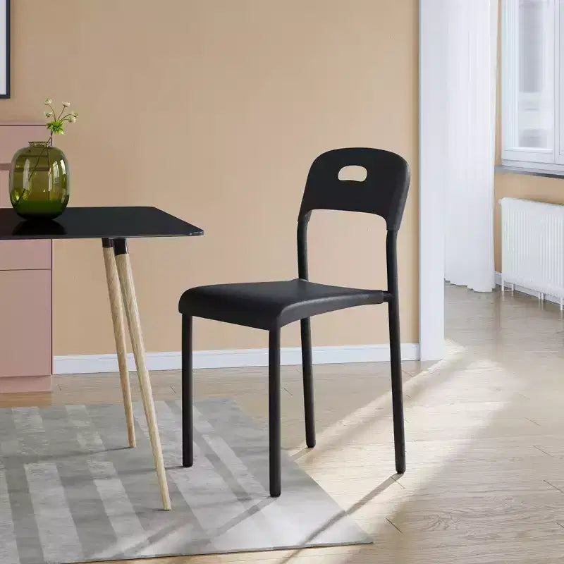 Plastic Stackable Dining Chairs with Metal Legs for Conference Room Office Dining Table, Easy Assembly, Stain-Resistant, Indoor & Outdoor Use