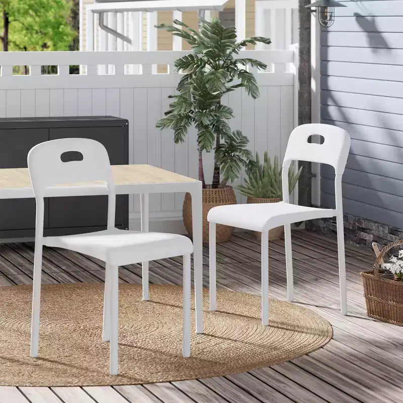 Plastic Stackable Dining Chairs with Metal Legs for Conference Room Office Dining Table, Easy Assembly, Stain-Resistant, Indoor & Outdoor Use