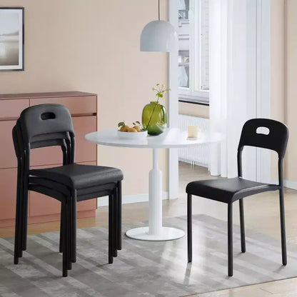Plastic Stackable Dining Chairs with Metal Legs for Conference Room Office Dining Table, Easy Assembly, Stain-Resistant, Indoor & Outdoor Use