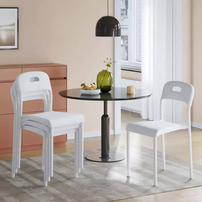 Plastic Stackable Dining Chairs with Metal Legs for Conference Room Office Dining Table, Easy Assembly, Stain-Resistant, Indoor & Outdoor Use