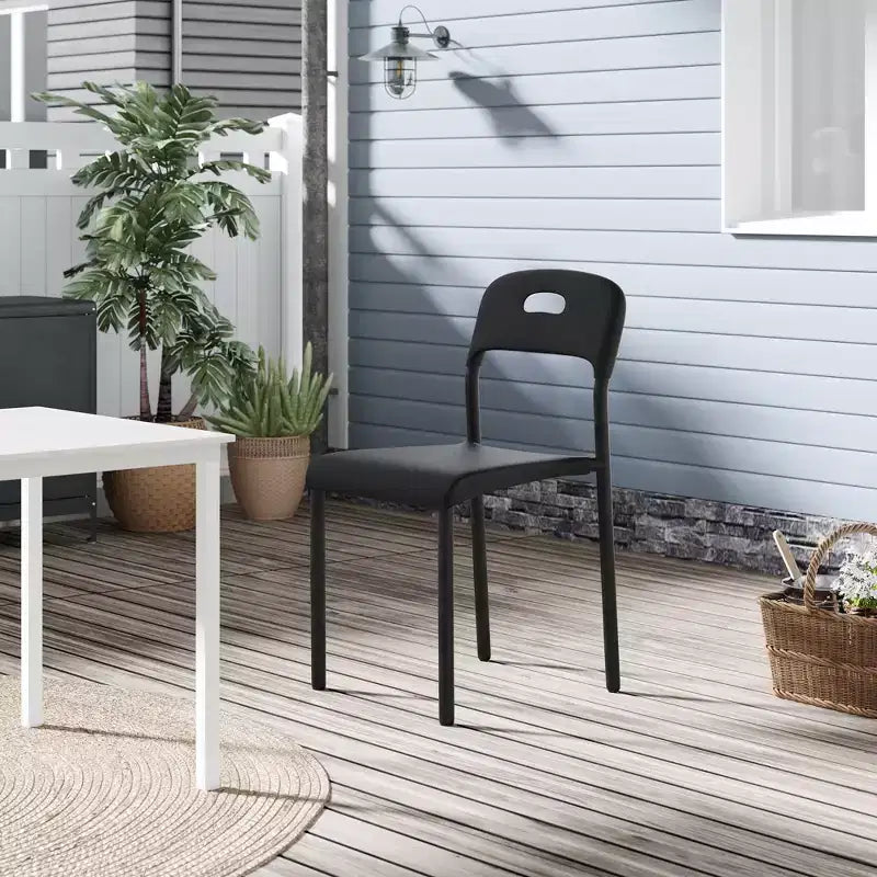 Plastic Stackable Dining Chairs with Metal Legs for Conference Room Office Dining Table, Easy Assembly, Stain-Resistant, Indoor & Outdoor Use
