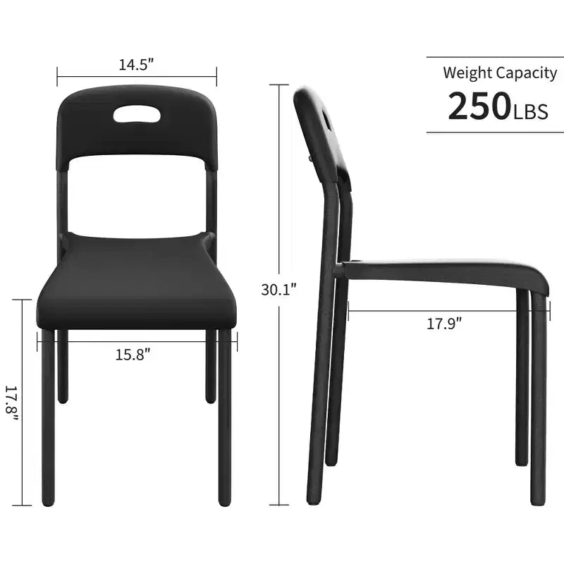 Plastic Stackable Dining Chairs with Metal Legs for Conference Room Office Dining Table, Easy Assembly, Stain-Resistant, Indoor & Outdoor Use