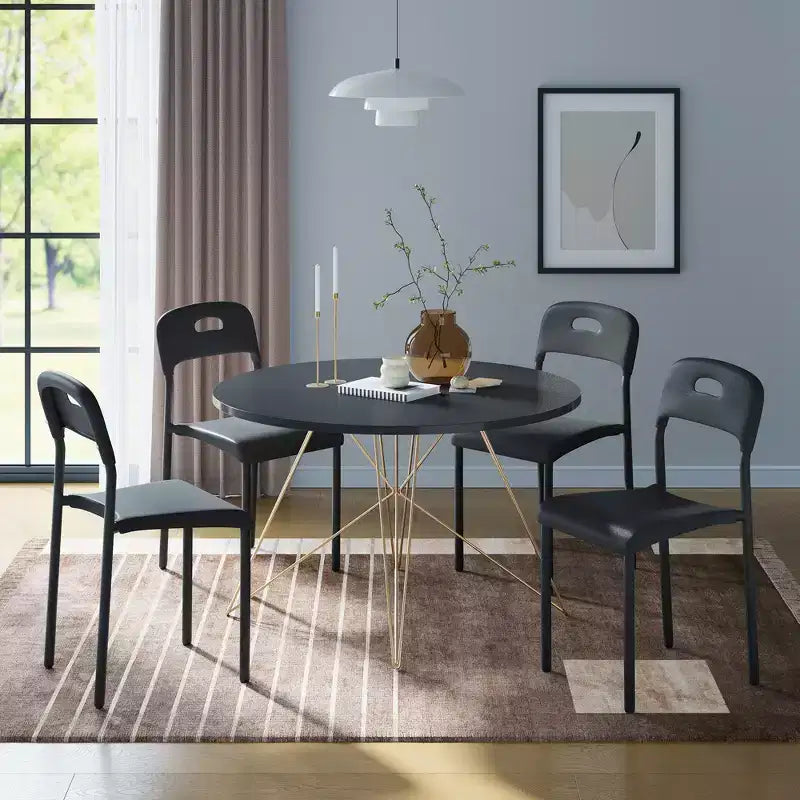 Plastic Stackable Dining Chairs with Metal Legs for Conference Room Office Dining Table, Easy Assembly, Stain-Resistant, Indoor & Outdoor Use