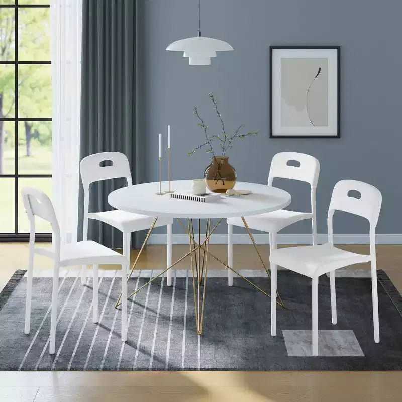 Plastic Stackable Dining Chairs with Metal Legs for Conference Room Office Dining Table, Easy Assembly, Stain-Resistant, Indoor & Outdoor Use