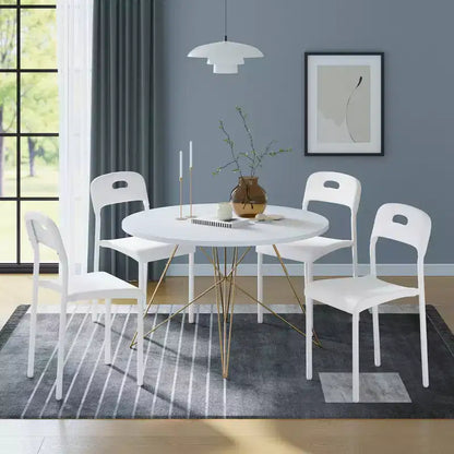 Plastic Stackable Dining Chairs with Metal Legs for Conference Room Office Dining Table, Easy Assembly, Stain-Resistant, Indoor & Outdoor Use