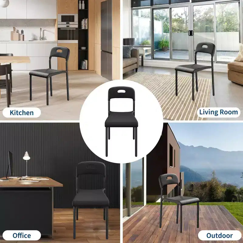 Plastic Stackable Dining Chairs with Metal Legs for Conference Room Office Dining Table, Easy Assembly, Stain-Resistant, Indoor & Outdoor Use