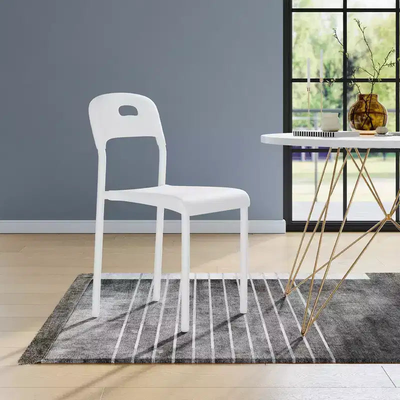 Plastic Stackable Dining Chairs with Metal Legs for Conference Room Office Dining Table, Easy Assembly, Stain-Resistant, Indoor & Outdoor Use