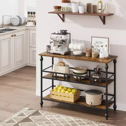 43 Industrial Console Table with 3 Tiers, Narrow Entryway and Sofa Table with Shelves, Space-Saving Design for Hallway, Living Room, Small Areas