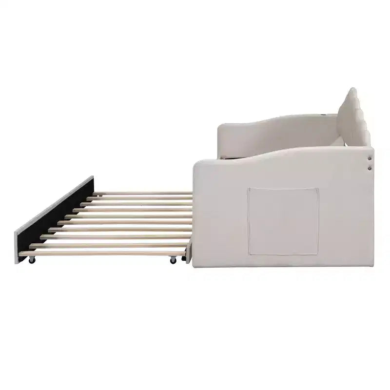Lit de repos gigogne simple Bellemave pour adultes, enfants, filles, adolescents, lits de repos gigognes pour salon, velours, beige