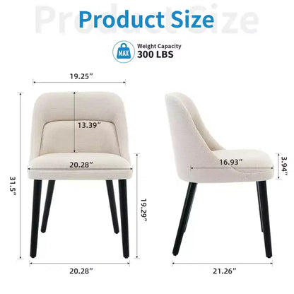 Lot de 2 chaises de salle à manger avec pieds en bois, revêtement en tissu de lin pour cuisine, salle à manger, café, salon