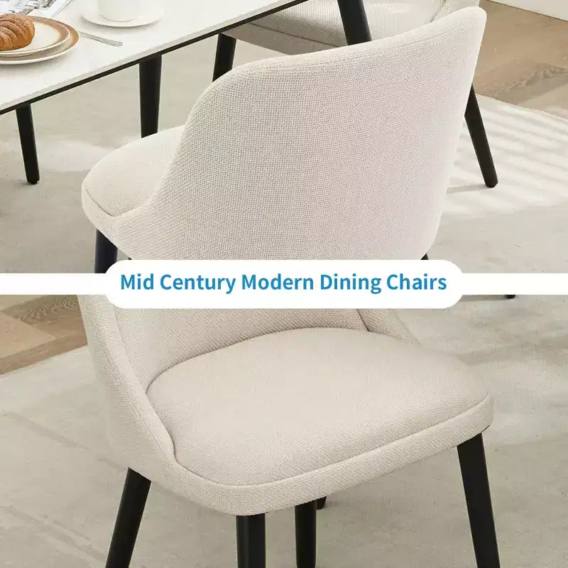 Lot de 2 chaises de salle à manger avec pieds en bois, revêtement en tissu de lin pour cuisine, salle à manger, café, salon