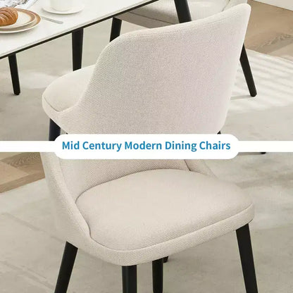 Lot de 2 chaises de salle à manger avec pieds en bois, revêtement en tissu de lin pour cuisine, salle à manger, café, salon