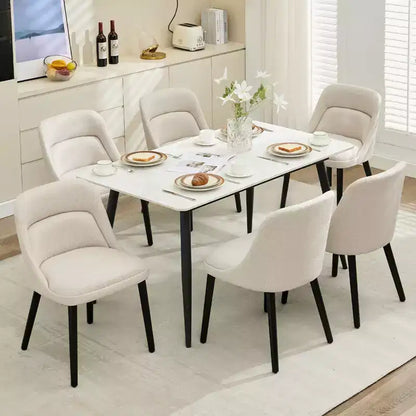 Lot de 2 chaises de salle à manger avec pieds en bois, revêtement en tissu de lin pour cuisine, salle à manger, café, salon