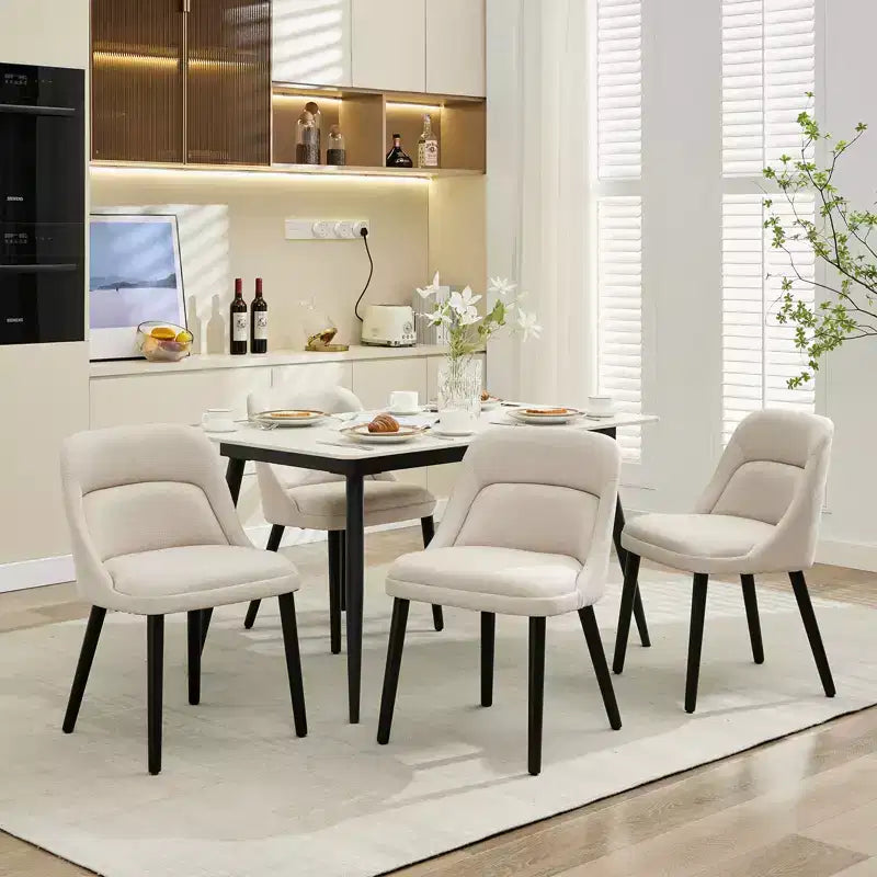 Lot de 2 chaises de salle à manger avec pieds en bois, revêtement en tissu de lin pour cuisine, salle à manger, café, salon