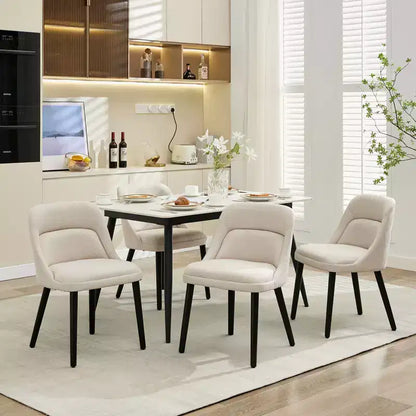 Lot de 2 chaises de salle à manger avec pieds en bois, revêtement en tissu de lin pour cuisine, salle à manger, café, salon