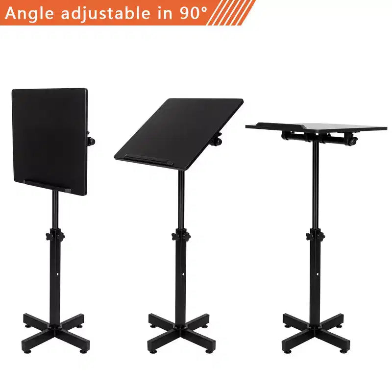 VINGLI Classic Lectern Podium Stand, Height Adjustable Mobile Podium, Multi-Purpose Tabletop for Speech, Lecture, Laptop Desk with Edge Stopper, Black