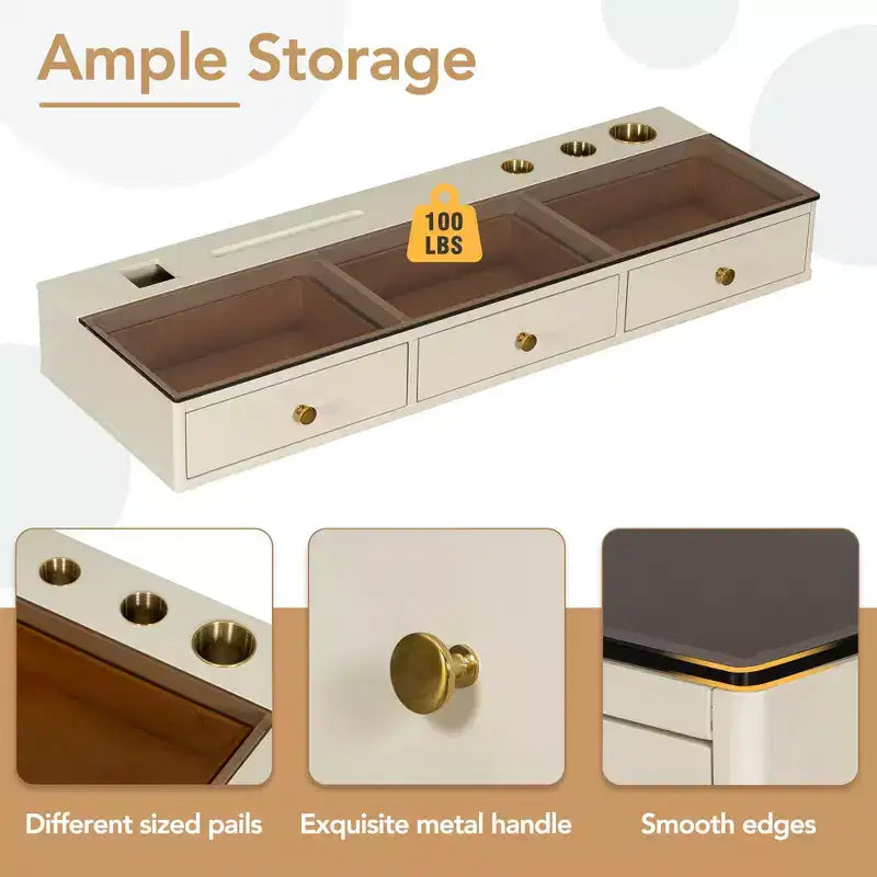Okak Coiffeuse flottante moderne avec tiroirs, table murale multifonctionnelle pour chambre à coucher, salle de bain
