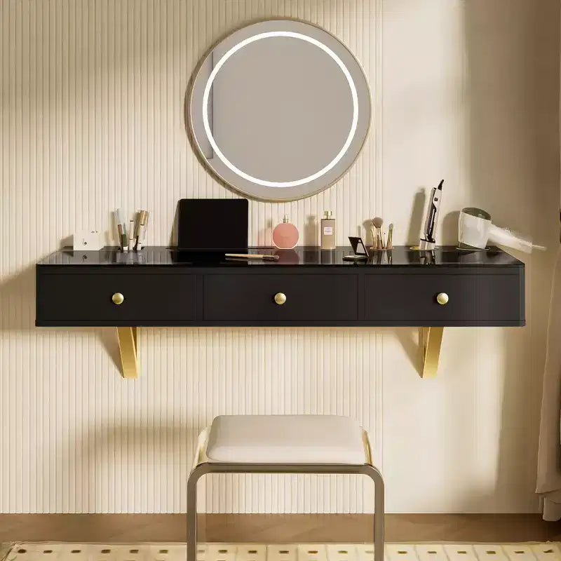 Okak Coiffeuse flottante moderne avec tiroirs, table murale multifonctionnelle pour chambre à coucher, salle de bain