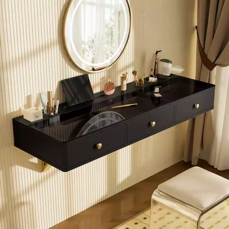 Okak Coiffeuse flottante moderne avec tiroirs, table murale multifonctionnelle pour chambre à coucher, salle de bain
