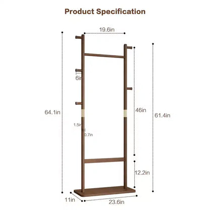 GDFStudio Harold Rustic Rubberwood Coat Rack