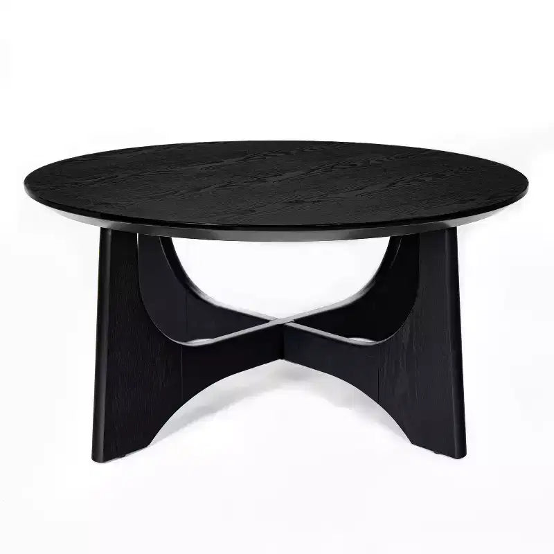 Table basse ronde Homy Casa avec base sculpturale pour salon ou lounge, Noir