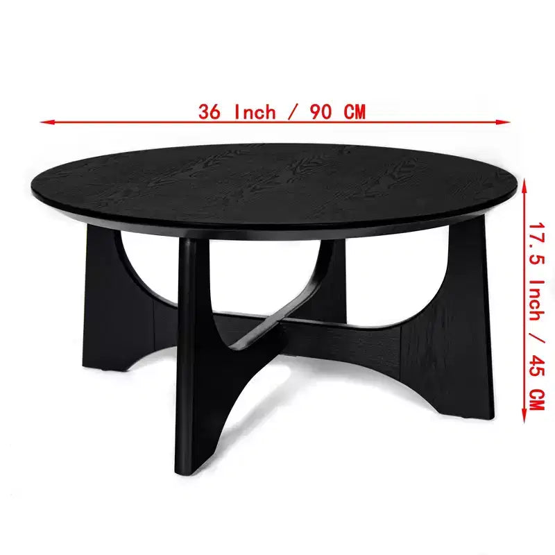 Table basse ronde Homy Casa avec base sculpturale pour salon ou lounge, Noir
