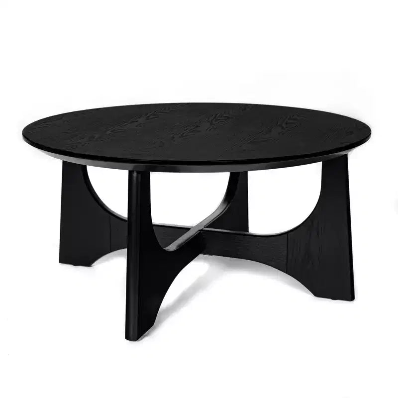 Table basse ronde Homy Casa avec base sculpturale pour salon ou lounge, Noir
