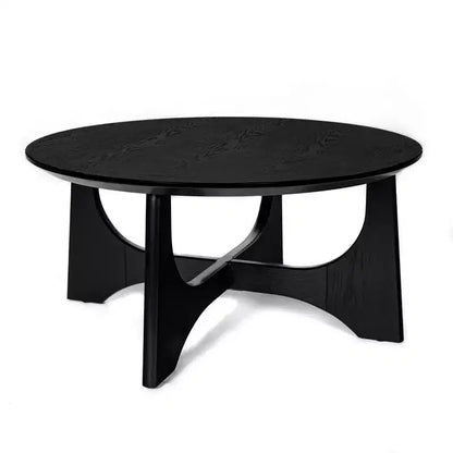 Table basse ronde Homy Casa avec base sculpturale pour salon ou lounge, Noir