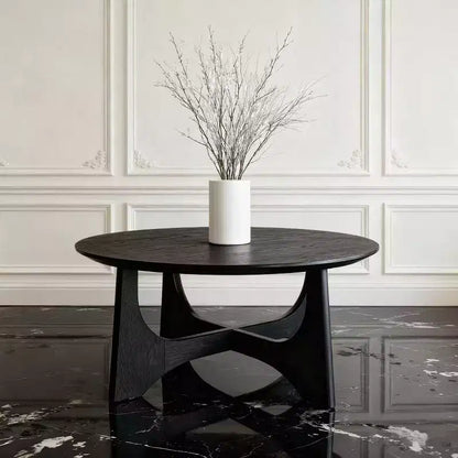 Table basse ronde Homy Casa avec base sculpturale pour salon ou lounge, Noir