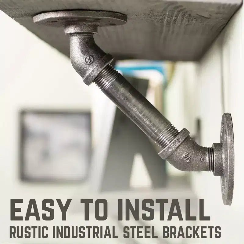RESTORE Riverstone Grey 36 in. Shelves with Angled Brackets by Pipe Decor