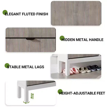 TruAIR 4-Drawer Shoe Cabinet - Narrow Freestanding Entryway Organizer with Metal Legs for Hallway/Foyer