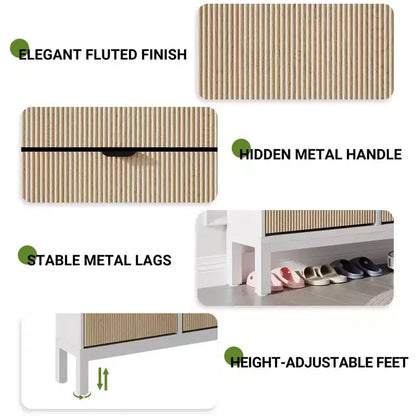 TruAIR 4-Drawer Shoe Cabinet - Narrow Freestanding Entryway Organizer with Metal Legs for Hallway/Foyer