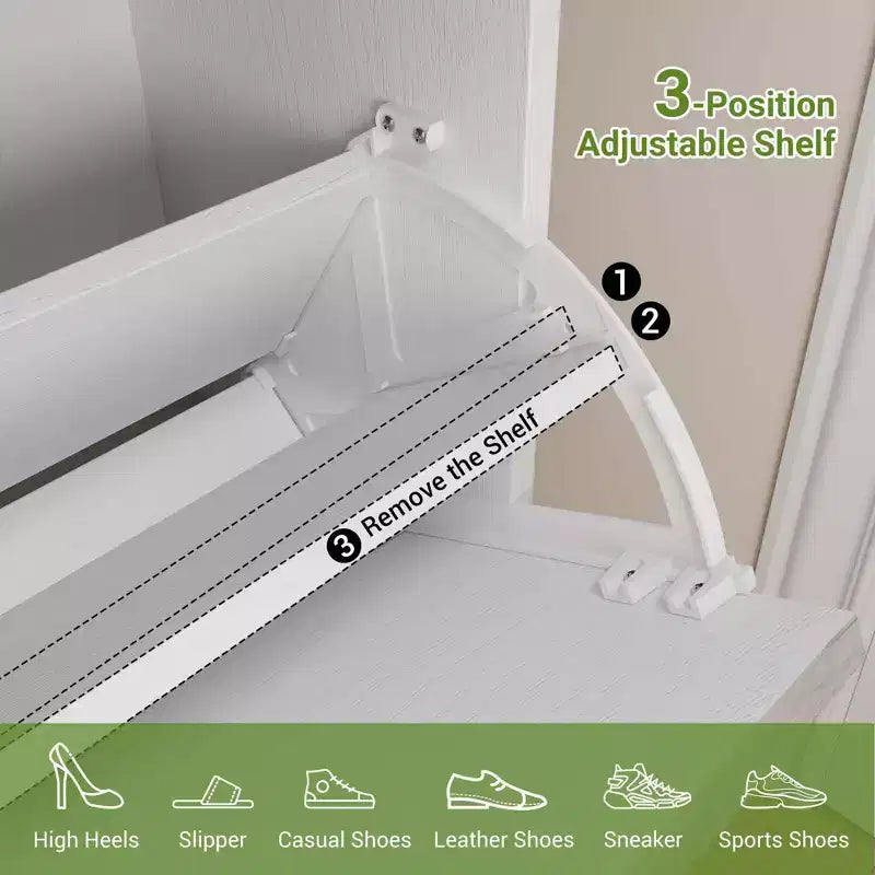 TruAIR 4-Drawer Shoe Cabinet - Narrow Freestanding Entryway Organizer with Metal Legs for Hallway/Foyer