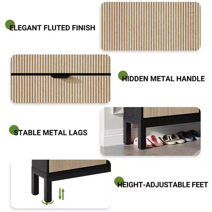 TruAIR 4-Drawer Shoe Cabinet - Narrow Freestanding Entryway Organizer with Metal Legs for Hallway/Foyer