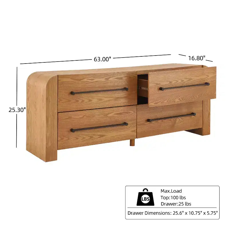 Christopher Knight Home Anny Commode Moderne à 4 Tiroirs de 63 po