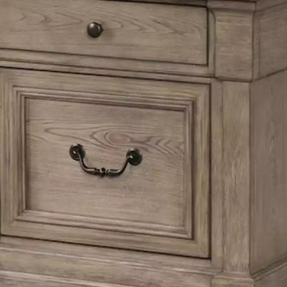 Table de chevet Royal Hampton, 2 tiroirs, bois massif gris vieilli, 71 cm