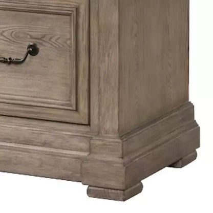 Table de chevet Royal Hampton, 2 tiroirs, bois massif gris vieilli, 71 cm