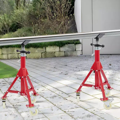Support de tuyau, Support de trépied pour tuyaux avec roulettes, 71-132 cm de hauteur réglable, tête en V, pieds pliants