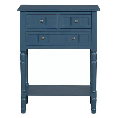 Bellemave Narrow Console Table, Slim Sofa Table with Three Storage Drawers and Bottom Shelf (Dark blue)