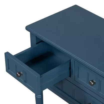 Bellemave Table Console Étroite, Table Basse Fine avec Trois Tiroirs de Rangement et Étagère Inférieure (Bleu foncé)