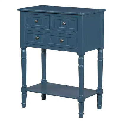 Bellemave Table Console Étroite, Table Basse Fine avec Trois Tiroirs de Rangement et Étagère Inférieure (Bleu foncé)