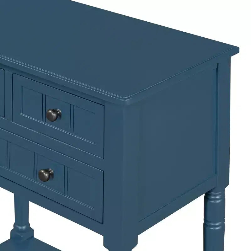 Bellemave Table Console Étroite, Table Basse Fine avec Trois Tiroirs de Rangement et Étagère Inférieure (Bleu foncé)