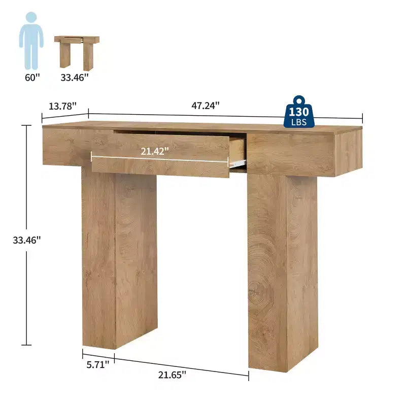 47-Inch Long Console Table with Drawer,Wooden Rectangular Sofa Table Behind The Couch,Industrial Farmhouse Entryway Foyer Hallway Tables for Entrance
