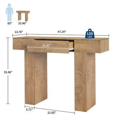 47-Inch Long Console Table with Drawer,Wooden Rectangular Sofa Table Behind The Couch,Industrial Farmhouse Entryway Foyer Hallway Tables for Entrance