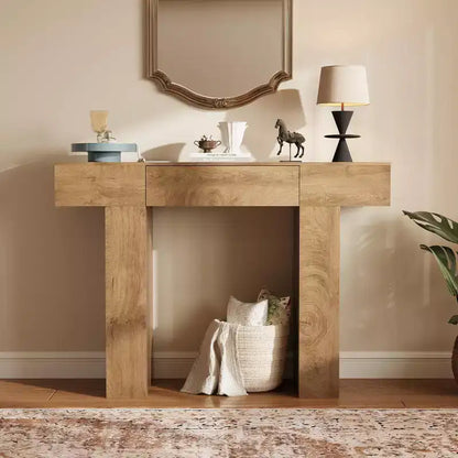 47-Inch Long Console Table with Drawer,Wooden Rectangular Sofa Table Behind The Couch,Industrial Farmhouse Entryway Foyer Hallway Tables for Entrance