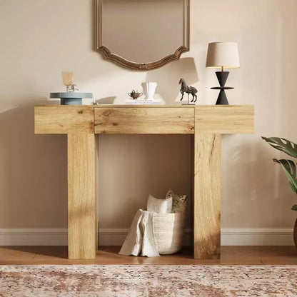 47-Inch Long Console Table with Drawer,Wooden Rectangular Sofa Table Behind The Couch,Industrial Farmhouse Entryway Foyer Hallway Tables for Entrance