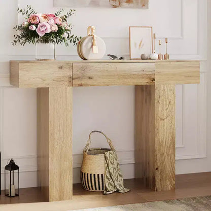 47-Inch Long Console Table with Drawer,Wooden Rectangular Sofa Table Behind The Couch,Industrial Farmhouse Entryway Foyer Hallway Tables for Entrance