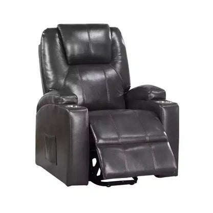 Fauteuil inclinable Royal Hampton 37 pouces, élévateur électrique, porte-gobelets, similicuir gris